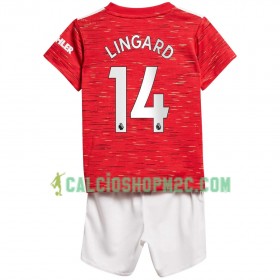 Manchester United Jesse Lingard 14 Bambino Maglia Prima 2020/2021 Manica Corta (+ Pantaloncini)